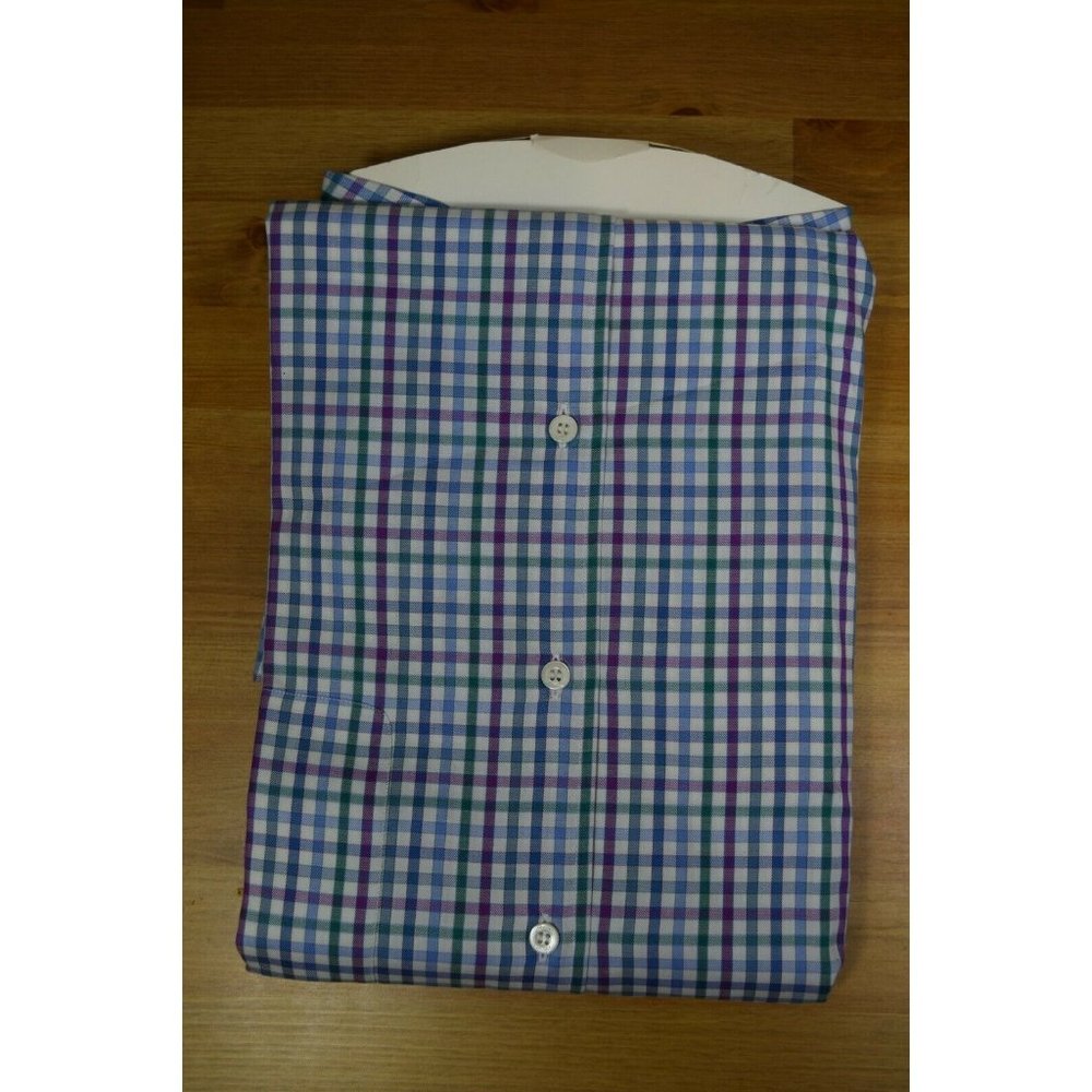 750$ BRIONI MENS Blue PURPLE SPORT SHIRT LONG SLEEVE Gingham Check 2XL ITALY - Picture 6 of 8